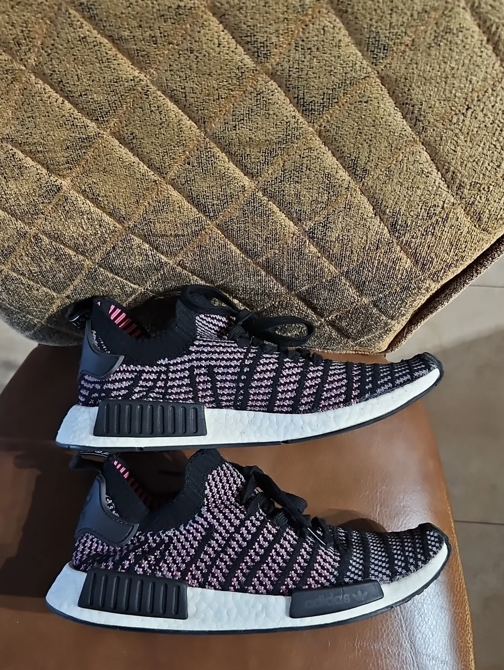 Adidas NMD_R1 STLT Primeknit Black Grey Solar Pink Sneakers Running Shoes